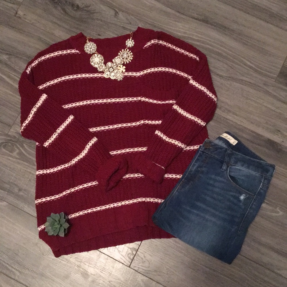 Maroon and white sweater